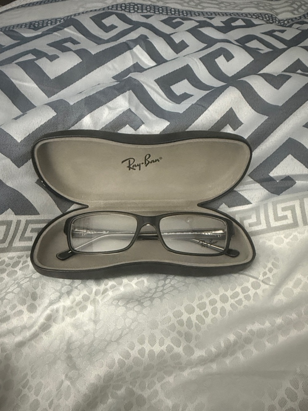 Ray-Ban Matte Gray Rectangular Eyeglasses